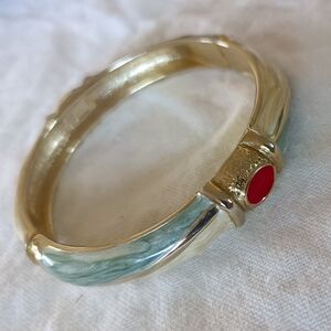 Elegant Gold and Red Bangle Bracelet